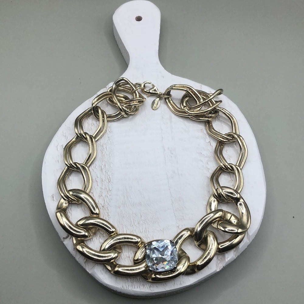 Gold tone chunky chain Express statement trendy necklace.